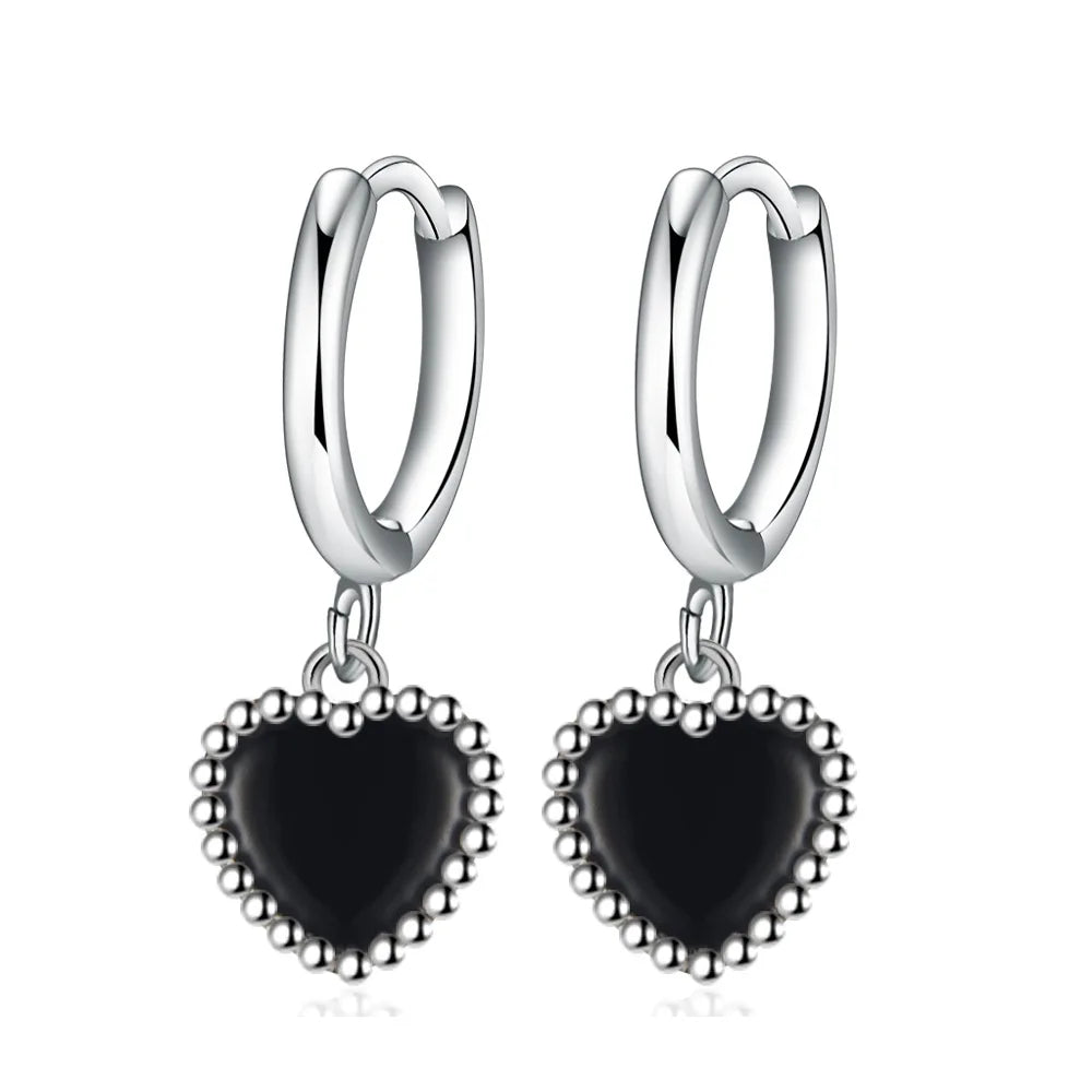 Luxury 925 Sterling Silver Black Heart Earrings For Women Luxury Designer Jewelry Accessories Novelties 2023 Trend To Sell