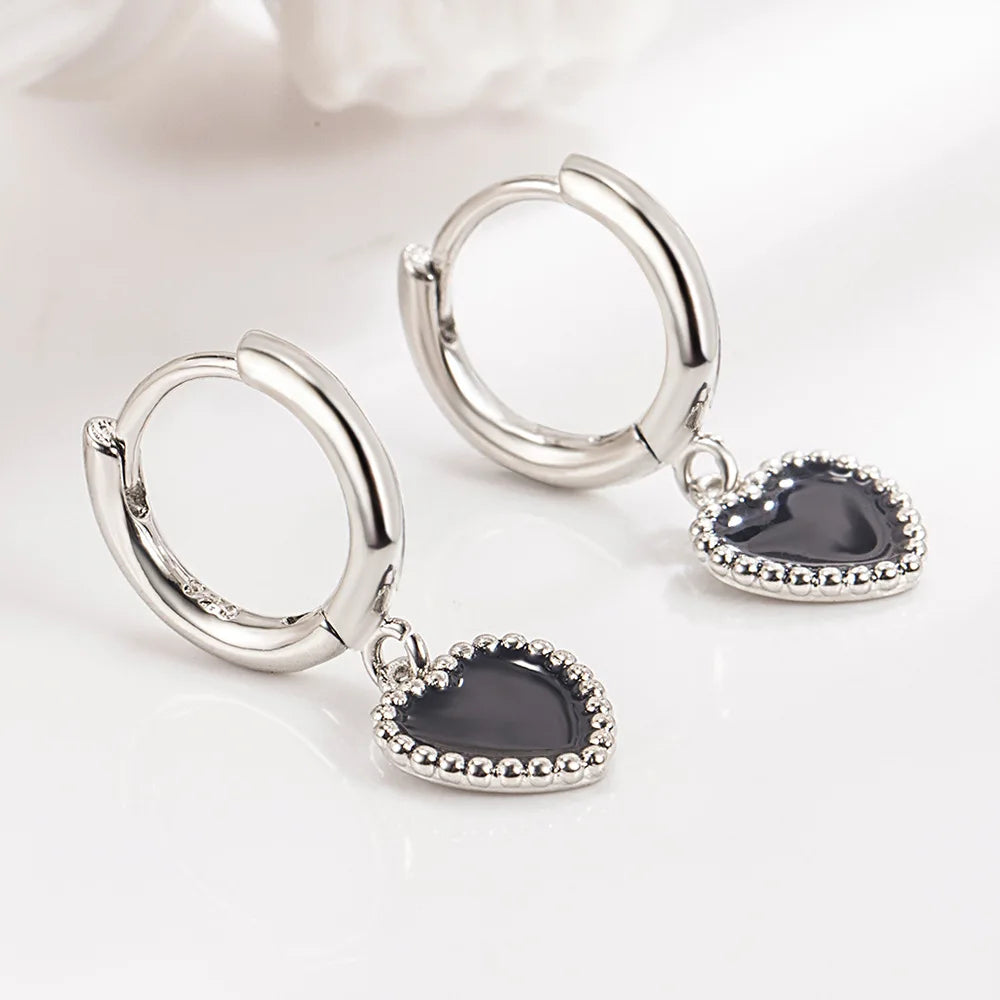 Luxury 925 Sterling Silver Black Heart Earrings For Women Luxury Designer Jewelry Accessories Novelties 2023 Trend To Sell