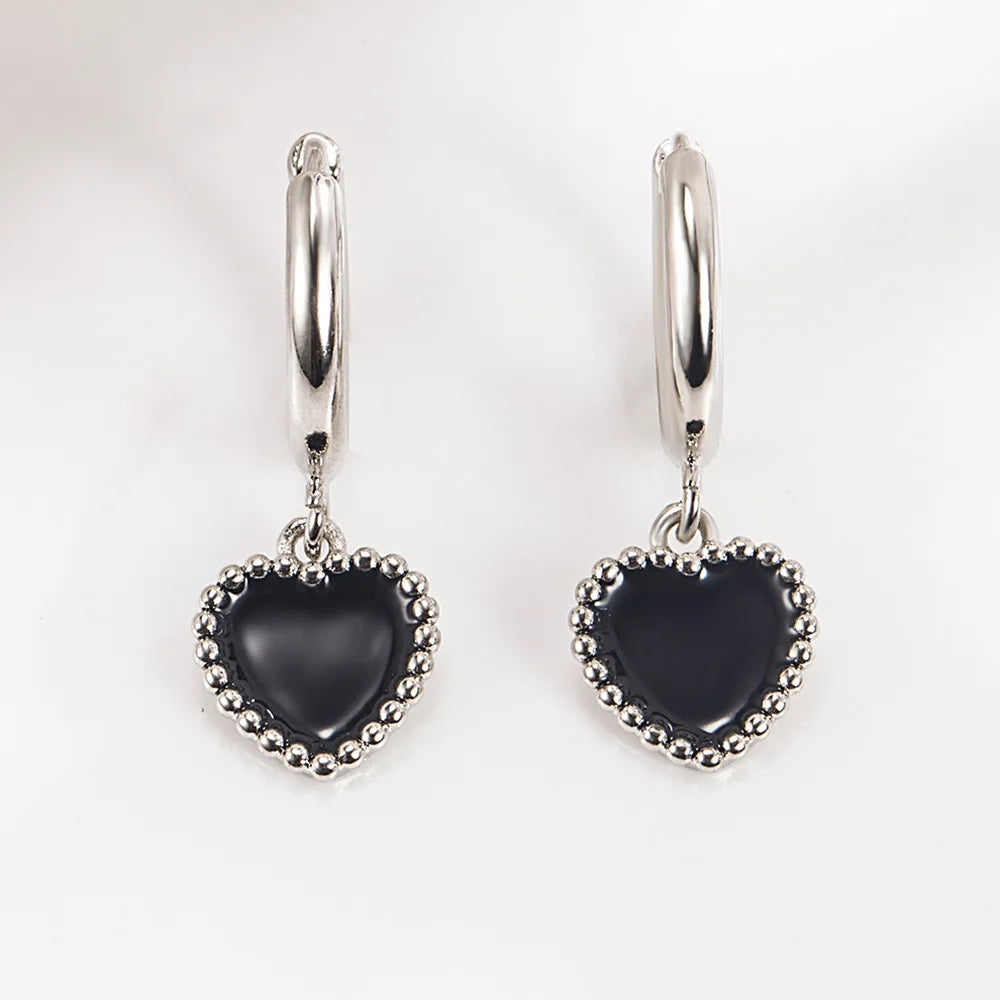 Luxury 925 Sterling Silver Black Heart Earrings For Women Luxury Designer Jewelry Accessories Novelties 2023 Trend To Sell